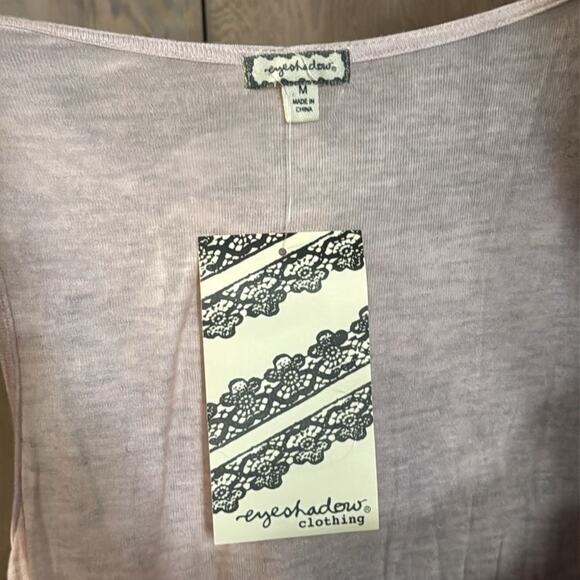NWT Eyeshadow Tank Top Pink White Lace Detail Glitter Sheer Size Medium - Picture 5 of 7